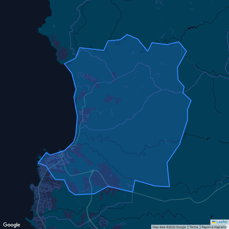 Mapa de la comuna de Algarrobo mostrando los establecimientos educacionales participantes en el Sistema de Admisión Escolar (SAE)