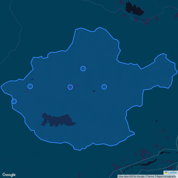 Mapa de la comuna de Alhue mostrando los establecimientos educacionales participantes en el Sistema de Admisión Escolar (SAE)