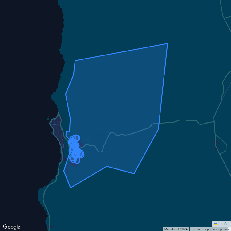 Mapa de la comuna de Alto Hospicio mostrando los establecimientos educacionales participantes en el Sistema de Admisión Escolar (SAE)