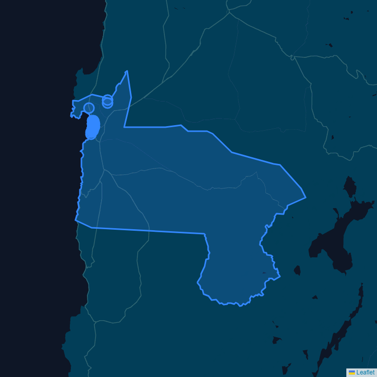 Mapa de la comuna de Antofagasta mostrando los establecimientos educacionales participantes en el Sistema de Admisión Escolar (SAE)