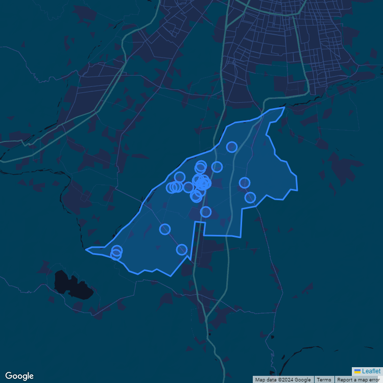 Mapa de la comuna de Buin mostrando los establecimientos educacionales participantes en el Sistema de Admisión Escolar (SAE)