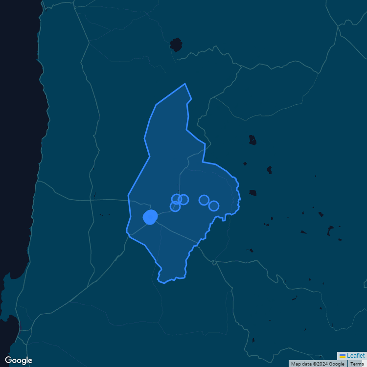 Mapa de la comuna de Calama mostrando los establecimientos educacionales participantes en el Sistema de Admisión Escolar (SAE)