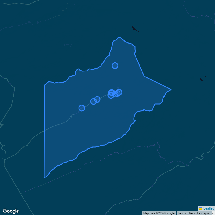 Mapa de la comuna de Camina mostrando los establecimientos educacionales participantes en el Sistema de Admisión Escolar (SAE)