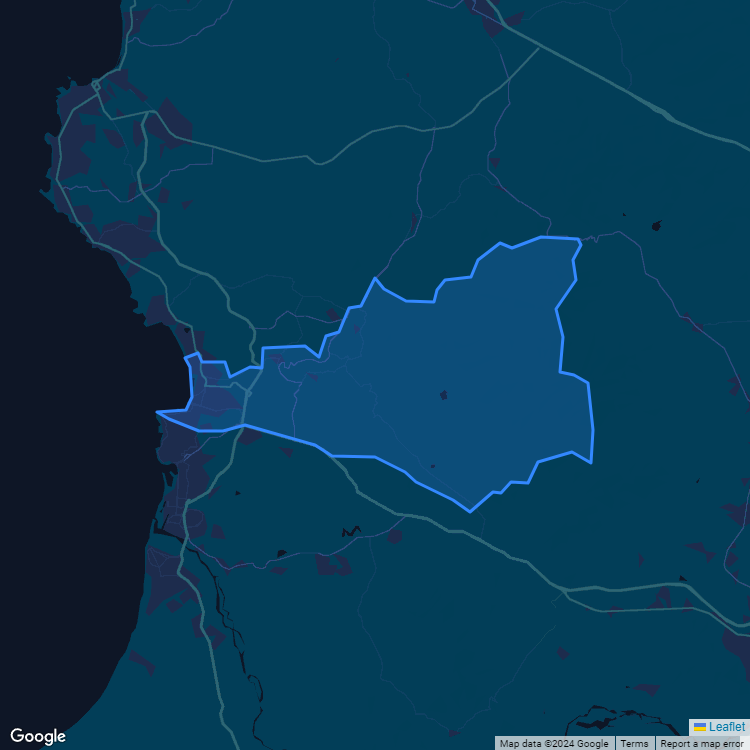 Mapa de la comuna de Cartagena mostrando los establecimientos educacionales participantes en el Sistema de Admisión Escolar (SAE)