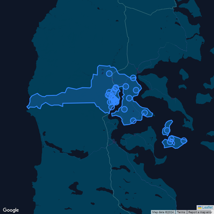 Mapa de la comuna de Castro mostrando los establecimientos educacionales participantes en el Sistema de Admisión Escolar (SAE)