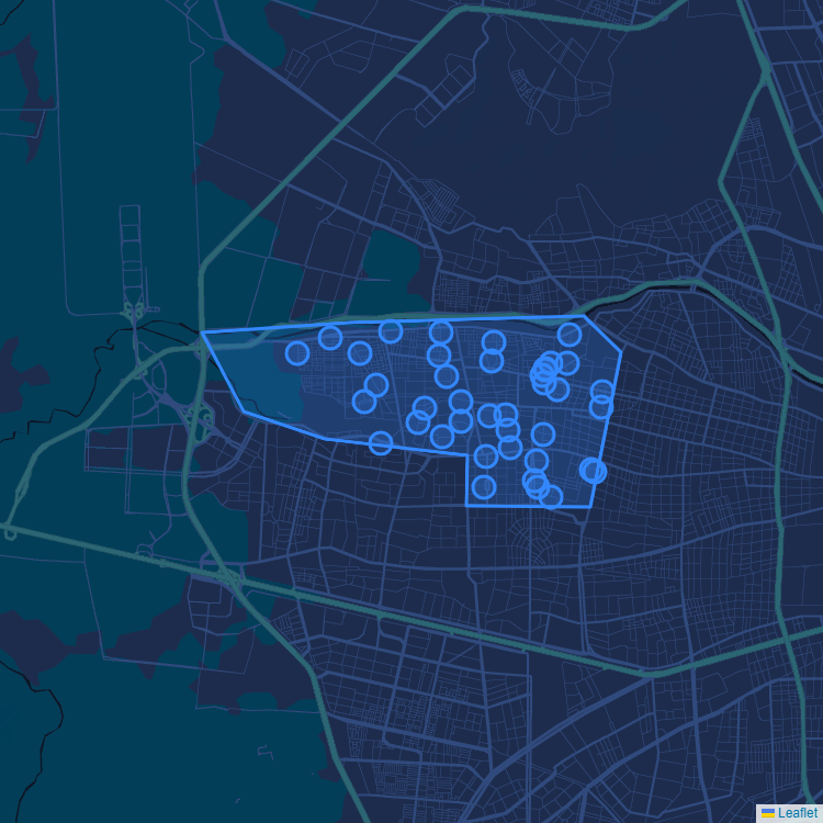 Mapa de la comuna de Cerro Navia mostrando los establecimientos educacionales participantes en el Sistema de Admisión Escolar (SAE)