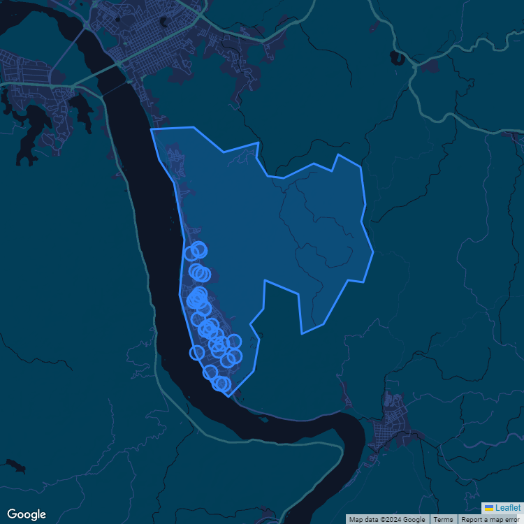 Mapa de la comuna de Chiguayante mostrando los establecimientos educacionales participantes en el Sistema de Admisión Escolar (SAE)