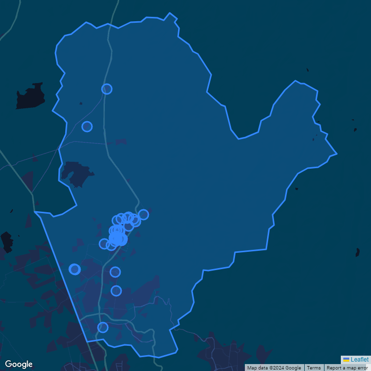 Mapa de la comuna de Colina mostrando los establecimientos educacionales participantes en el Sistema de Admisión Escolar (SAE)