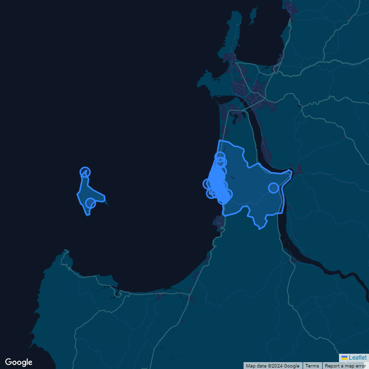 Mapa de la comuna de Coronel mostrando los establecimientos educacionales participantes en el Sistema de Admisión Escolar (SAE)