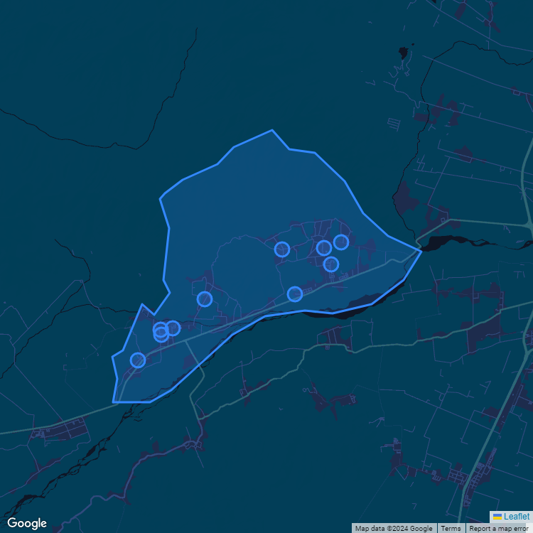 Mapa de la comuna de Donihue mostrando los establecimientos educacionales participantes en el Sistema de Admisión Escolar (SAE)