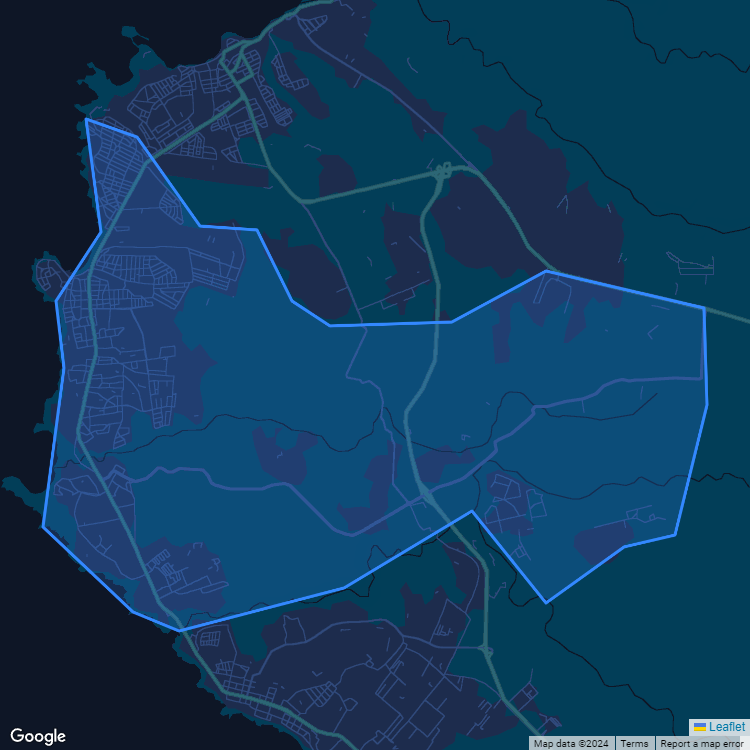 Mapa de la comuna de El Quisco mostrando los establecimientos educacionales participantes en el Sistema de Admisión Escolar (SAE)