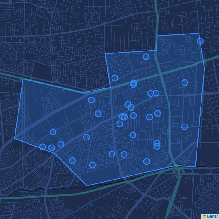 Mapa de la comuna de Estación Central mostrando los establecimientos educacionales participantes en el Sistema de Admisión Escolar (SAE)