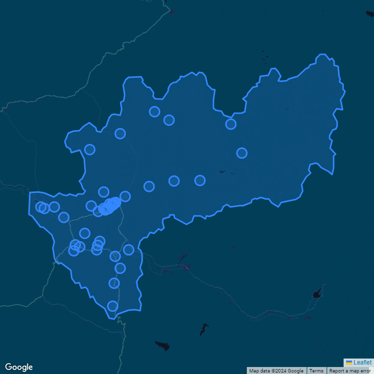 Mapa de la comuna de Illapel mostrando los establecimientos educacionales participantes en el Sistema de Admisión Escolar (SAE)