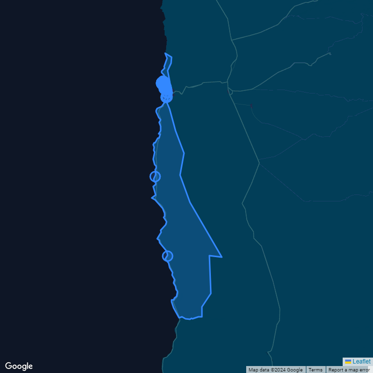 Mapa de la comuna de Iquique mostrando los establecimientos educacionales participantes en el Sistema de Admisión Escolar (SAE)