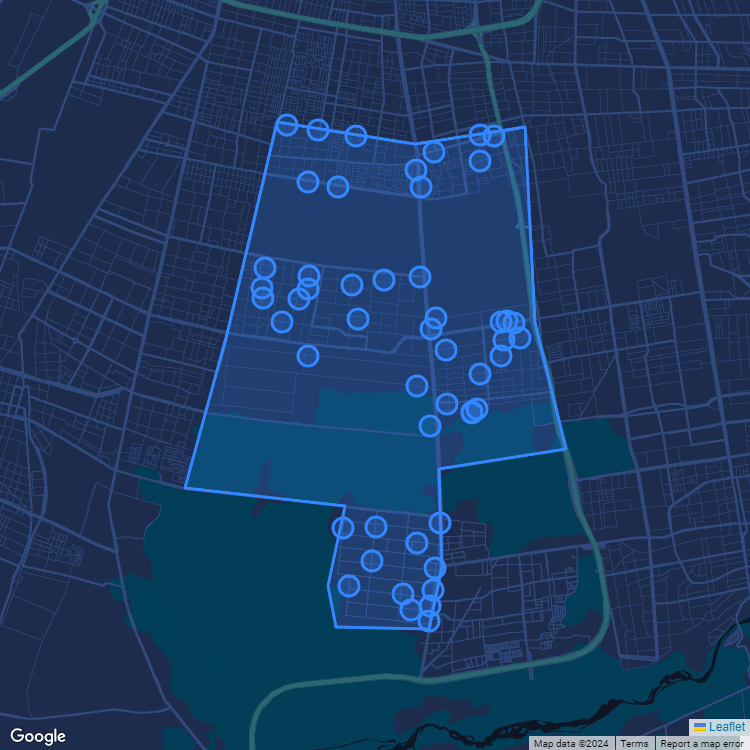 Mapa de la comuna de La Pintana mostrando los establecimientos educacionales participantes en el Sistema de Admisión Escolar (SAE)