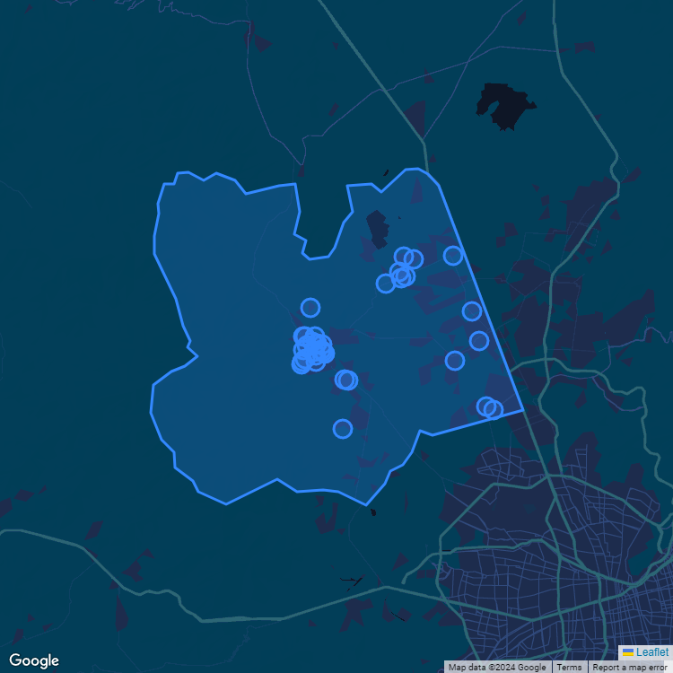 Mapa de la comuna de Lampa mostrando los establecimientos educacionales participantes en el Sistema de Admisión Escolar (SAE)