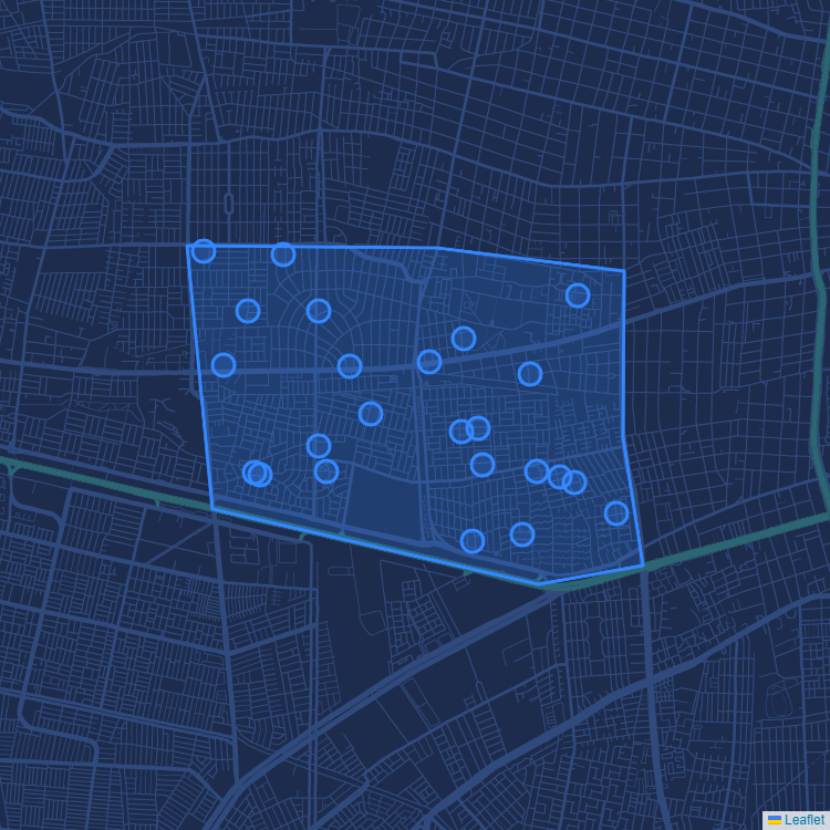 Mapa de la comuna de Lo Prado mostrando los establecimientos educacionales participantes en el Sistema de Admisión Escolar (SAE)