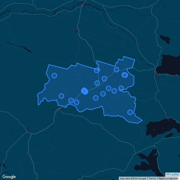 Mapa de la comuna de Loncoche mostrando los establecimientos educacionales participantes en el Sistema de Admisión Escolar (SAE)