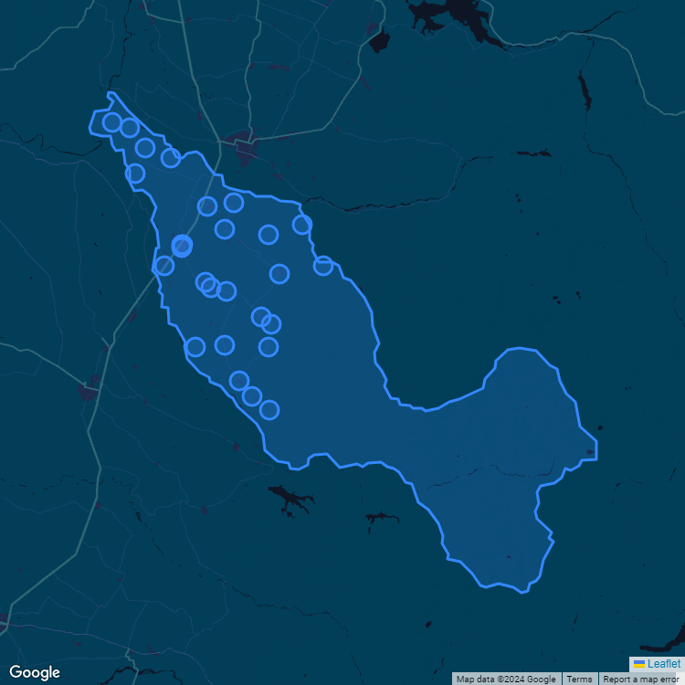 Mapa de la comuna de Longavi mostrando los establecimientos educacionales participantes en el Sistema de Admisión Escolar (SAE)