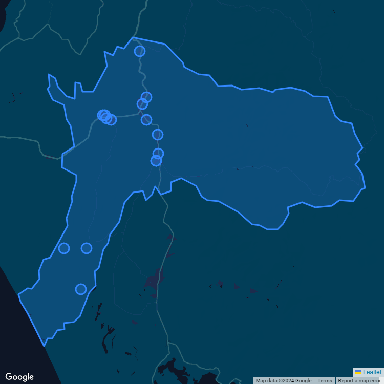 Mapa de la comuna de Los Alamos mostrando los establecimientos educacionales participantes en el Sistema de Admisión Escolar (SAE)