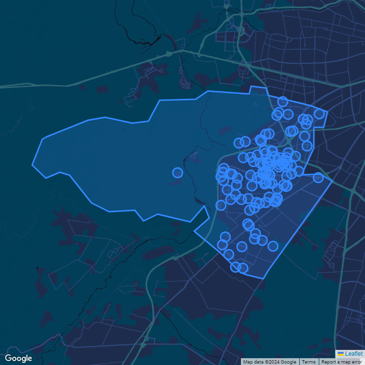 Mapa de la comuna de Maipú mostrando los establecimientos educacionales participantes en el Sistema de Admisión Escolar (SAE)