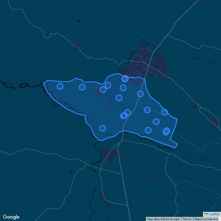 Mapa de la comuna de Maule mostrando los establecimientos educacionales participantes en el Sistema de Admisión Escolar (SAE)