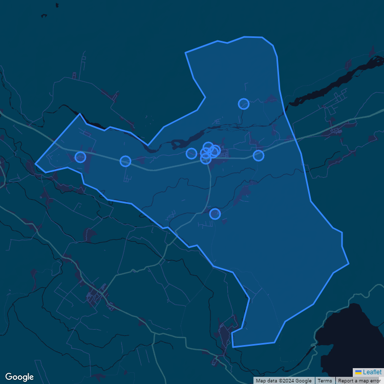Mapa de la comuna de Nancagua mostrando los establecimientos educacionales participantes en el Sistema de Admisión Escolar (SAE)