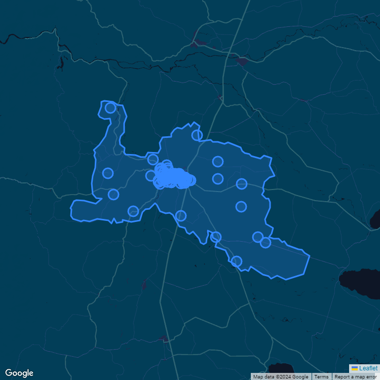 Mapa de la comuna de Osorno mostrando los establecimientos educacionales participantes en el Sistema de Admisión Escolar (SAE)