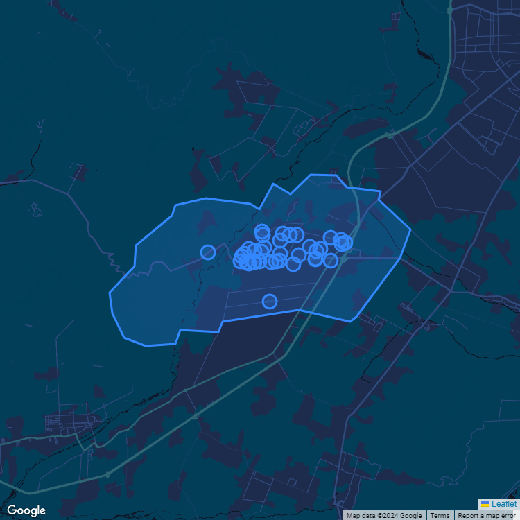 Mapa de la comuna de Peñaflor mostrando los establecimientos educacionales participantes en el Sistema de Admisión Escolar (SAE)