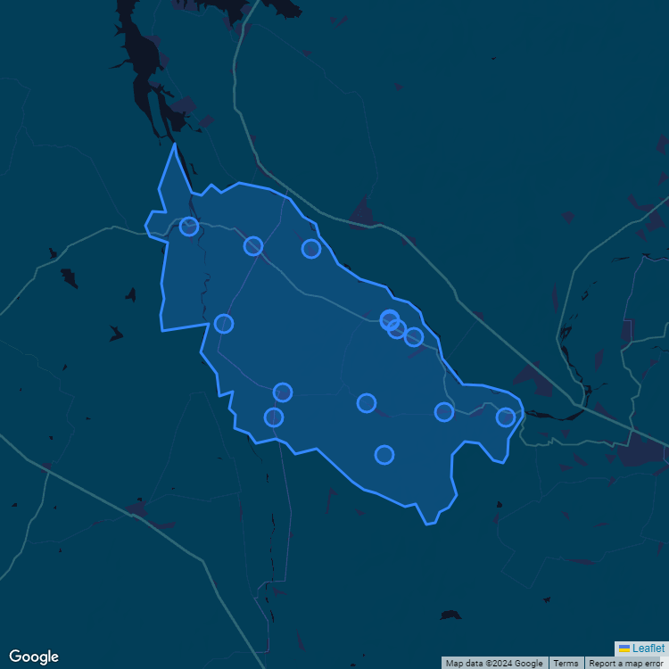 Mapa de la comuna de Pichidegua mostrando los establecimientos educacionales participantes en el Sistema de Admisión Escolar (SAE)