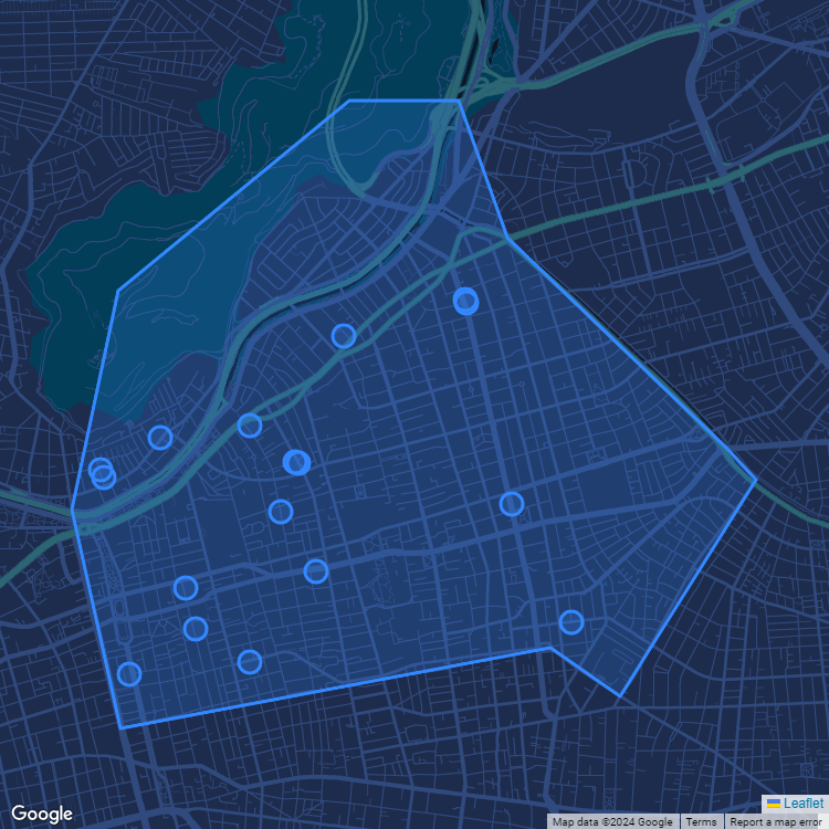 Mapa de la comuna de Providencia mostrando los establecimientos educacionales participantes en el Sistema de Admisión Escolar (SAE)