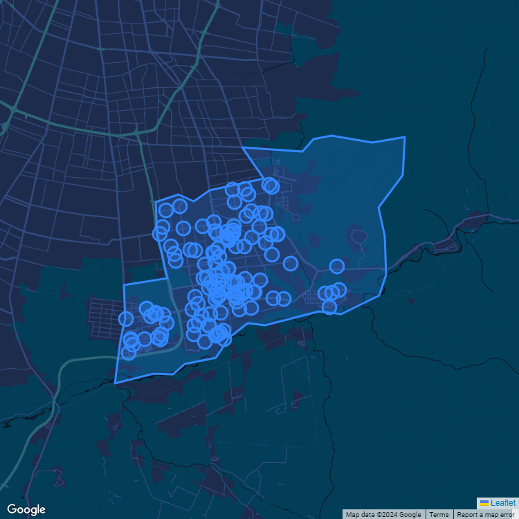 Mapa de la comuna de Puente Alto mostrando los establecimientos educacionales participantes en el Sistema de Admisión Escolar (SAE)