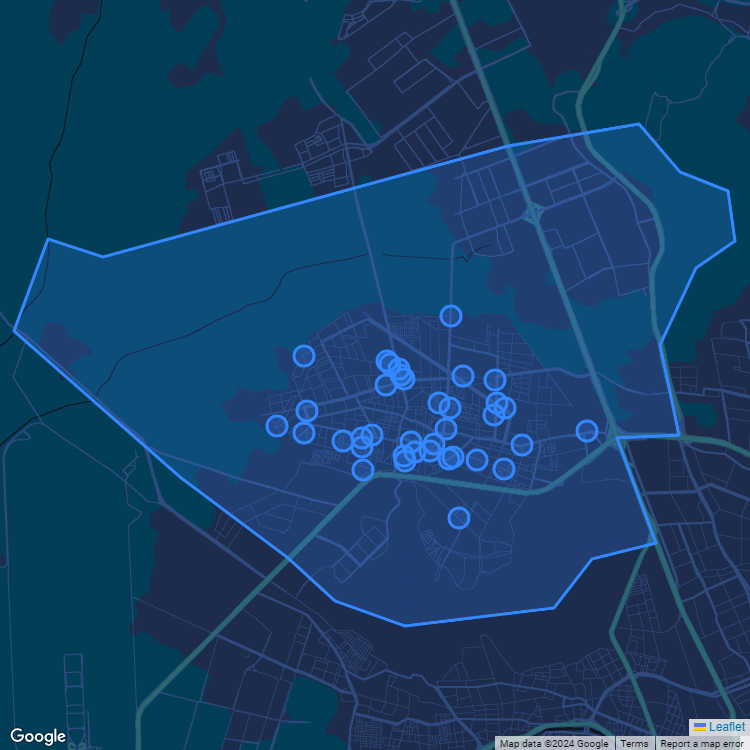 Mapa de la comuna de Quilicura mostrando los establecimientos educacionales participantes en el Sistema de Admisión Escolar (SAE)