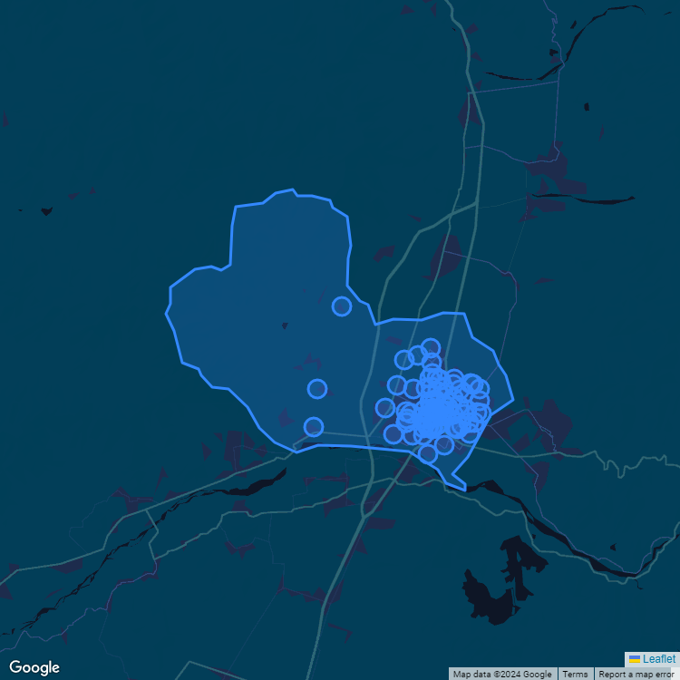 Mapa de la comuna de Rancagua mostrando los establecimientos educacionales participantes en el Sistema de Admisión Escolar (SAE)