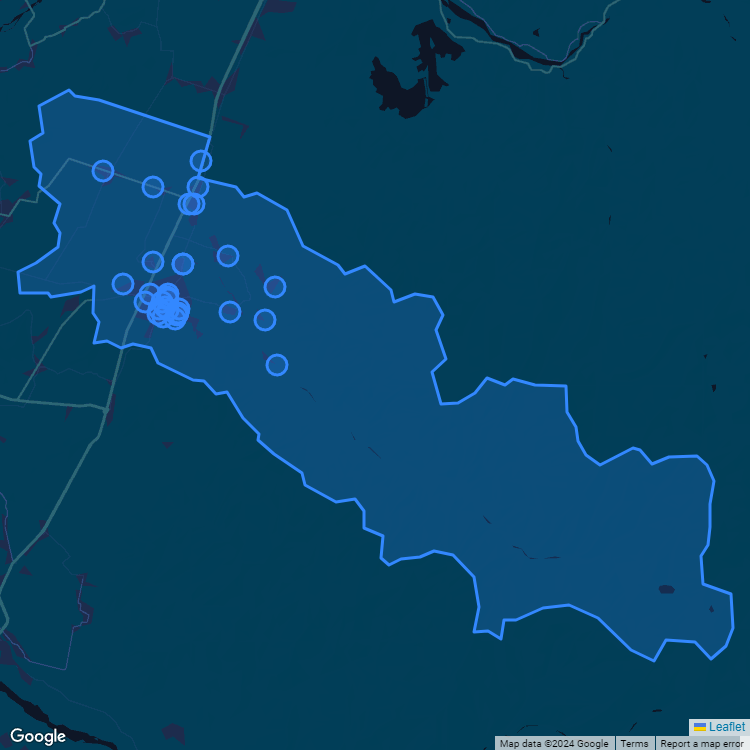 Mapa de la comuna de Rengo mostrando los establecimientos educacionales participantes en el Sistema de Admisión Escolar (SAE)
