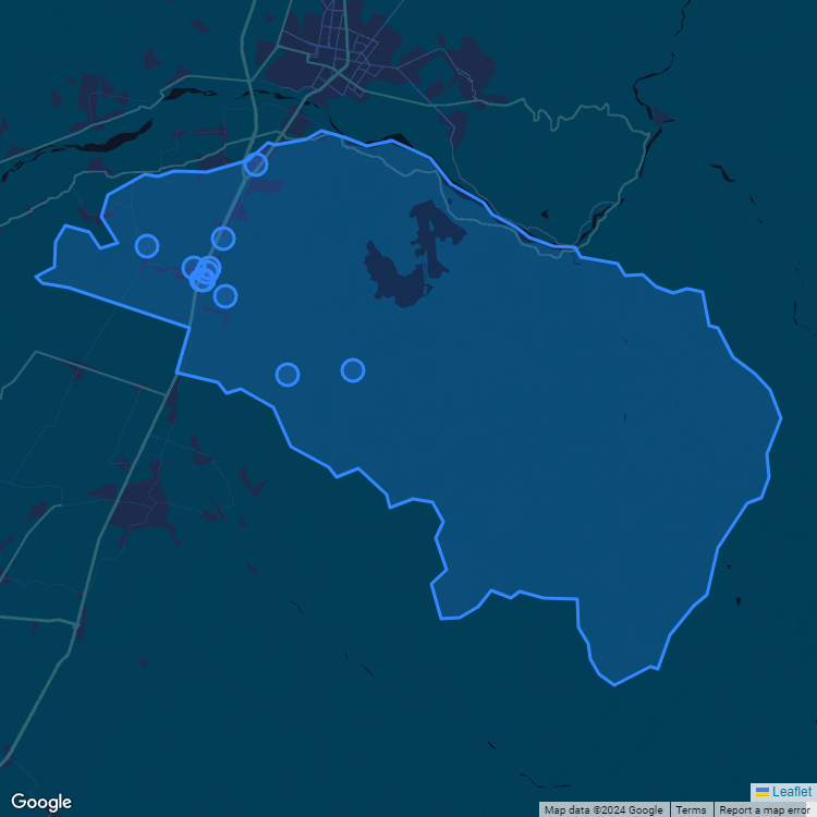 Mapa de la comuna de Requinoa mostrando los establecimientos educacionales participantes en el Sistema de Admisión Escolar (SAE)