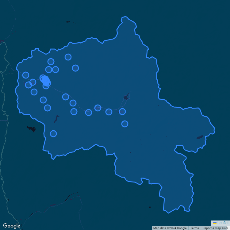 Mapa de la comuna de Salamanca mostrando los establecimientos educacionales participantes en el Sistema de Admisión Escolar (SAE)