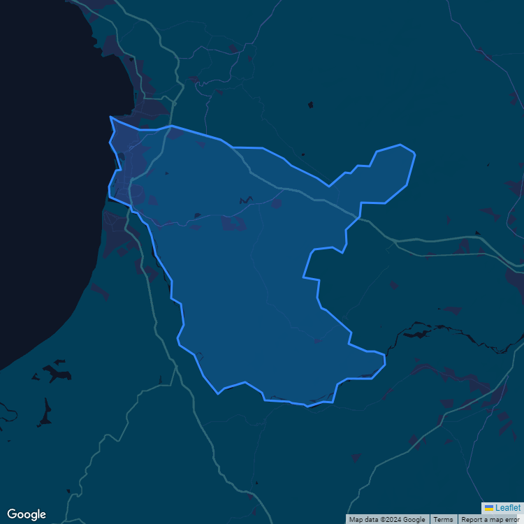 Mapa de la comuna de San Antonio mostrando los establecimientos educacionales participantes en el Sistema de Admisión Escolar (SAE)