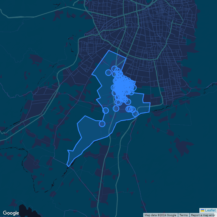Mapa de la comuna de San Bernardo mostrando los establecimientos educacionales participantes en el Sistema de Admisión Escolar (SAE)