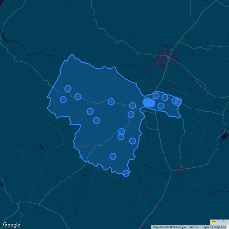 Mapa de la comuna de San Javier mostrando los establecimientos educacionales participantes en el Sistema de Admisión Escolar (SAE)