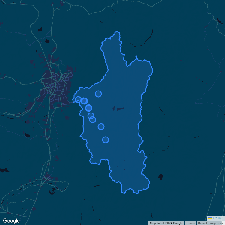 Mapa de la comuna de San José De Maipo mostrando los establecimientos educacionales participantes en el Sistema de Admisión Escolar (SAE)