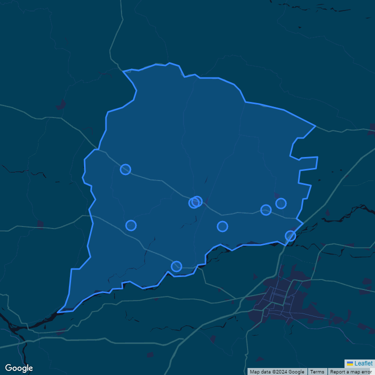 Mapa de la comuna de San Nicolás mostrando los establecimientos educacionales participantes en el Sistema de Admisión Escolar (SAE)