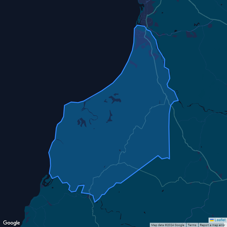 Mapa de la comuna de Santo Domingo mostrando los establecimientos educacionales participantes en el Sistema de Admisión Escolar (SAE)