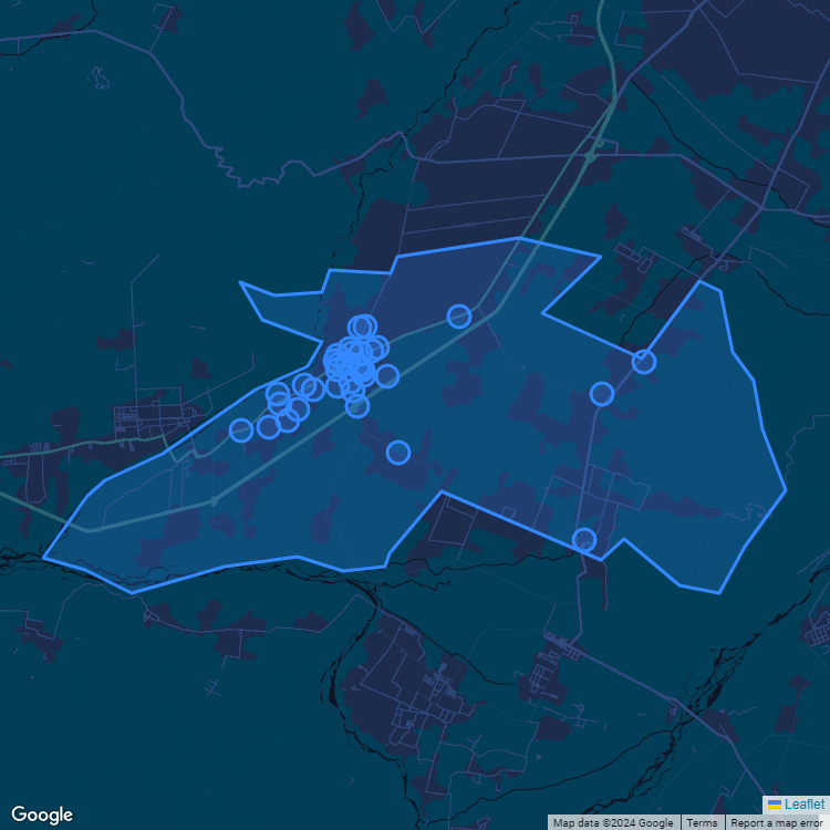 Mapa de la comuna de Talagante mostrando los establecimientos educacionales participantes en el Sistema de Admisión Escolar (SAE)