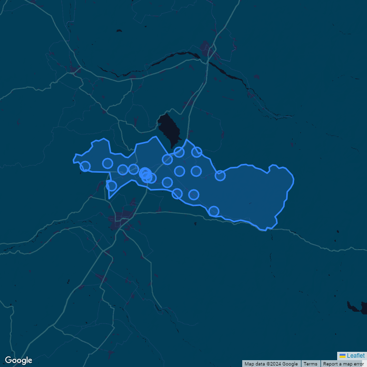 Mapa de la comuna de Teno mostrando los establecimientos educacionales participantes en el Sistema de Admisión Escolar (SAE)