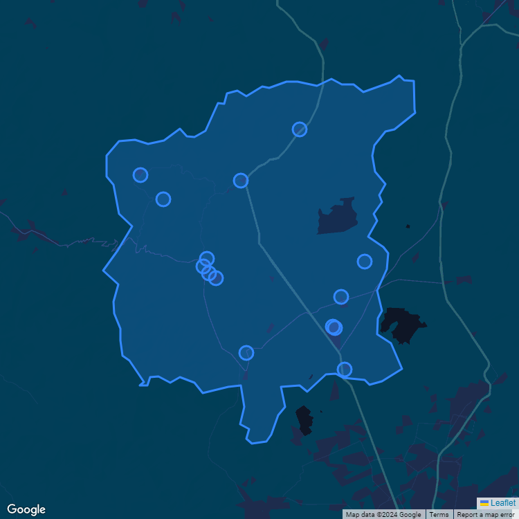 Mapa de la comuna de Tiltil mostrando los establecimientos educacionales participantes en el Sistema de Admisión Escolar (SAE)