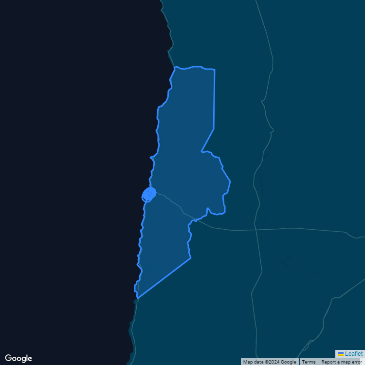 Mapa de la comuna de Tocopilla mostrando los establecimientos educacionales participantes en el Sistema de Admisión Escolar (SAE)