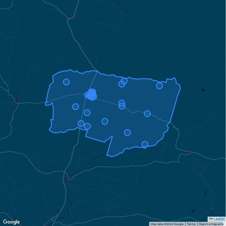 Mapa de la comuna de Victoria mostrando los establecimientos educacionales participantes en el Sistema de Admisión Escolar (SAE)