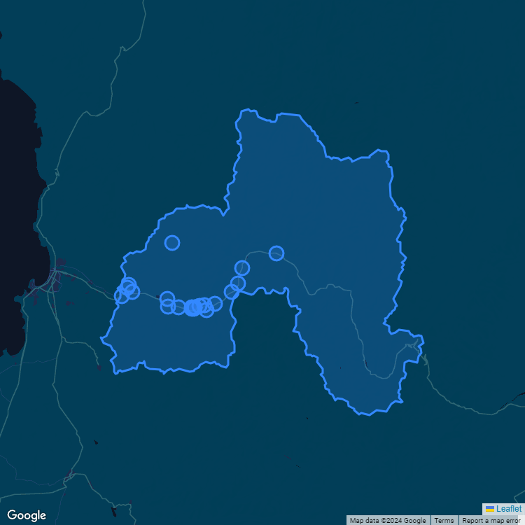 Mapa de la comuna de Vicuna mostrando los establecimientos educacionales participantes en el Sistema de Admisión Escolar (SAE)