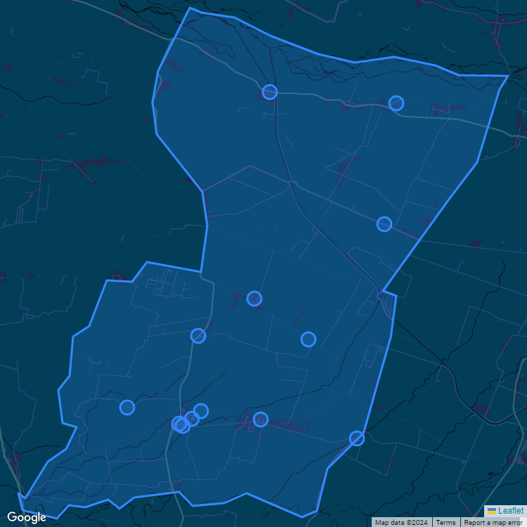 Mapa de la comuna de Yerbas Buenas mostrando los establecimientos educacionales participantes en el Sistema de Admisión Escolar (SAE)